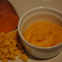 Søtpotet og mais (hjemmelaget babymat)
